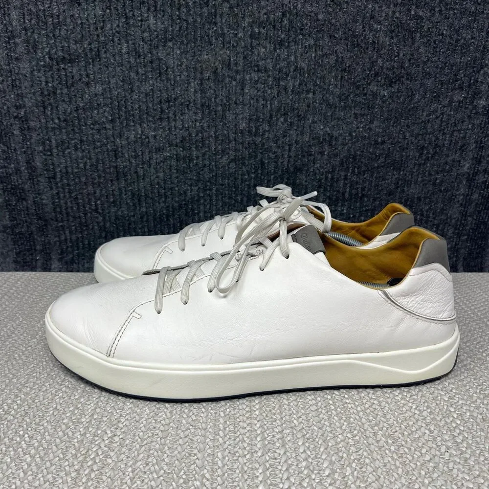 Olukai Waialae Golf Shoes Spikeless White Leather Mens Size 15 Lace Up Low Top
